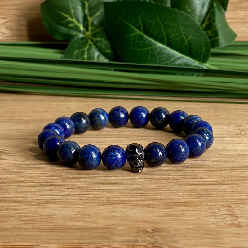 B0616 Bracelet de pierres de lapis lazuli