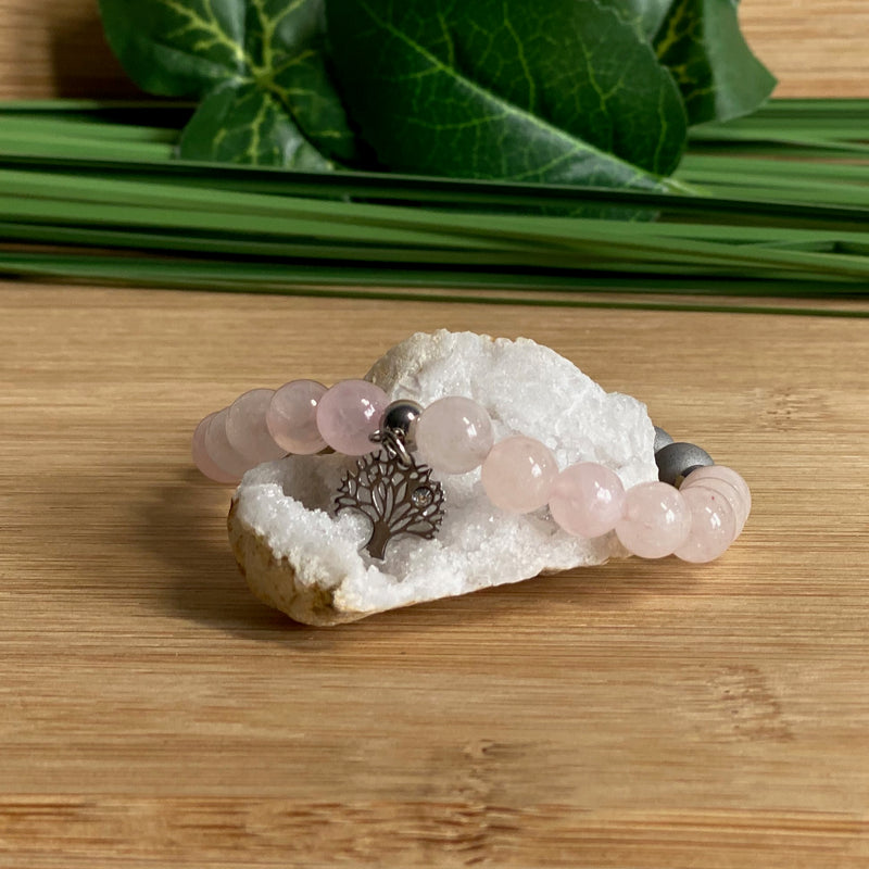 B0639 Bracelet de pierres d'agate et quartz